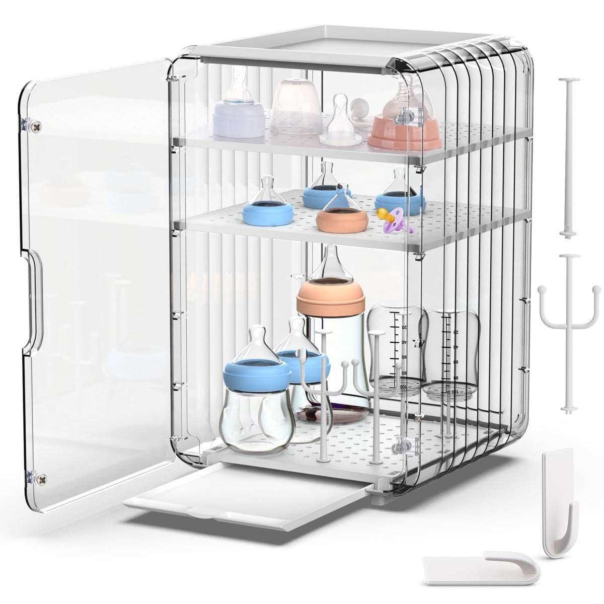 Palksky baby bottle organizer with ample storage keeps bottles neatly organized for quick feeding prep