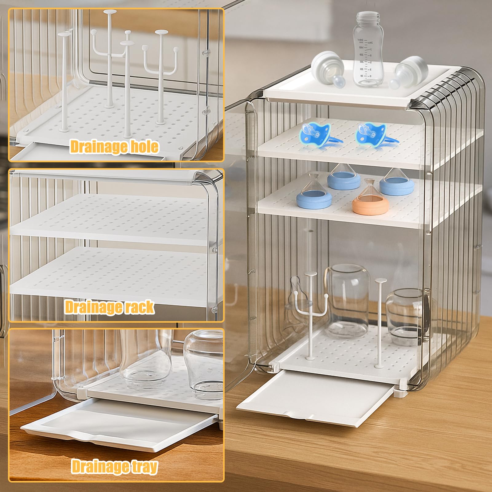 Palksky multi-functional organizer stores bottles, caps, nipples, pacifiers, and cups