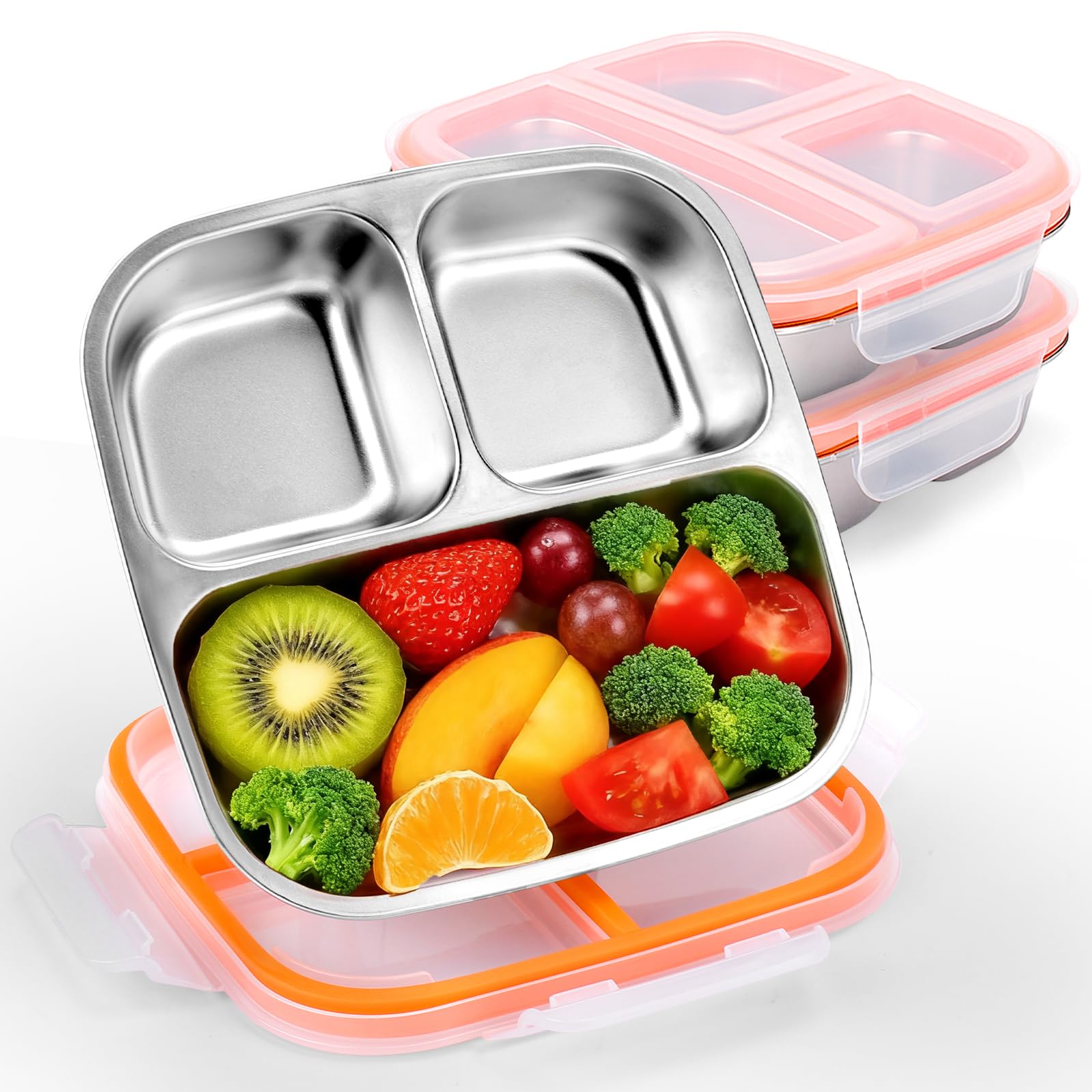 Palksky stainless steel toddler plate with snap lid, showing secure seal for mess-free meals.