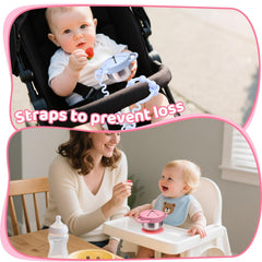 Palksky twist-lock suction base secures cups to high chairs and tables anywhere.