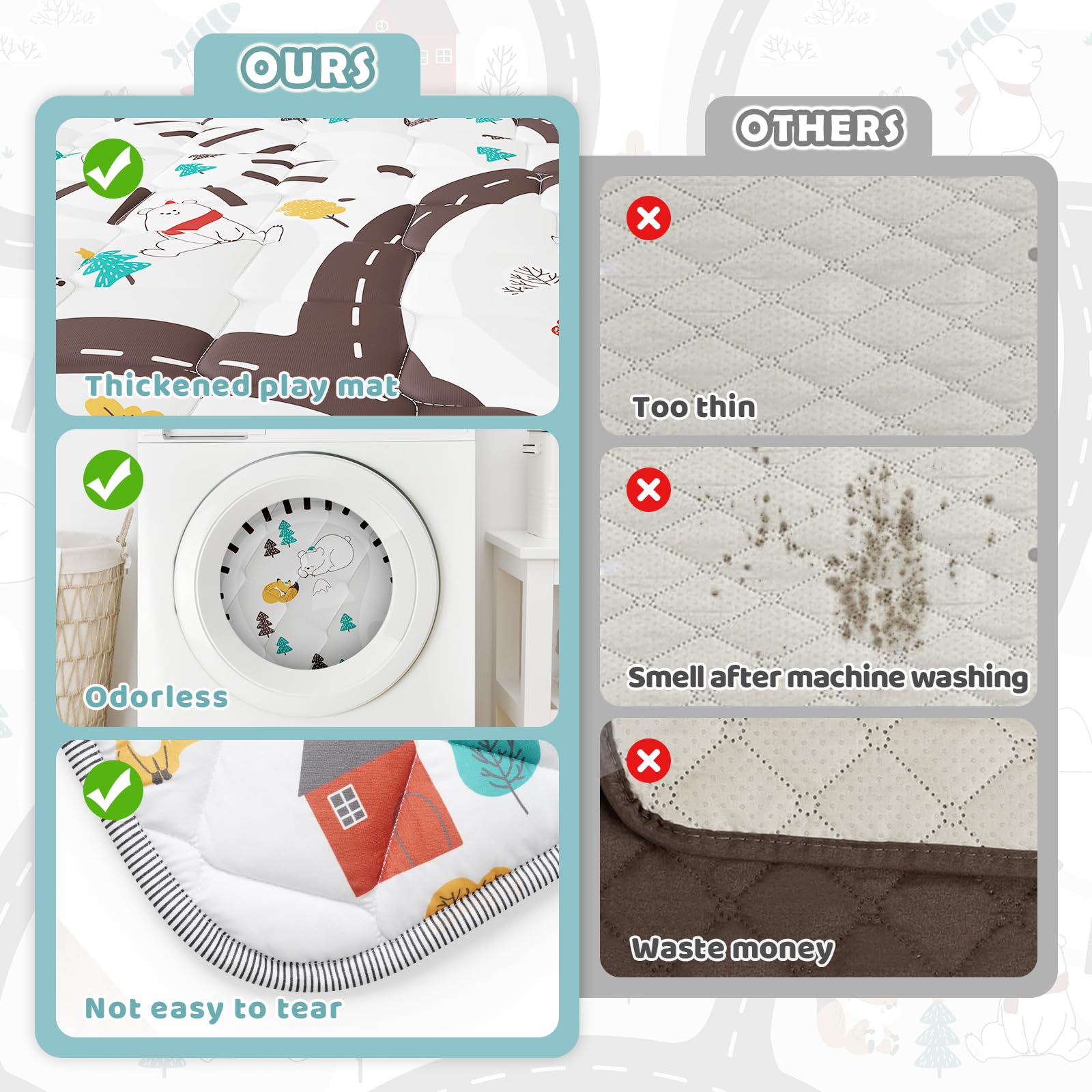 Palopalo foldable play mat close-up illustrating portable design.