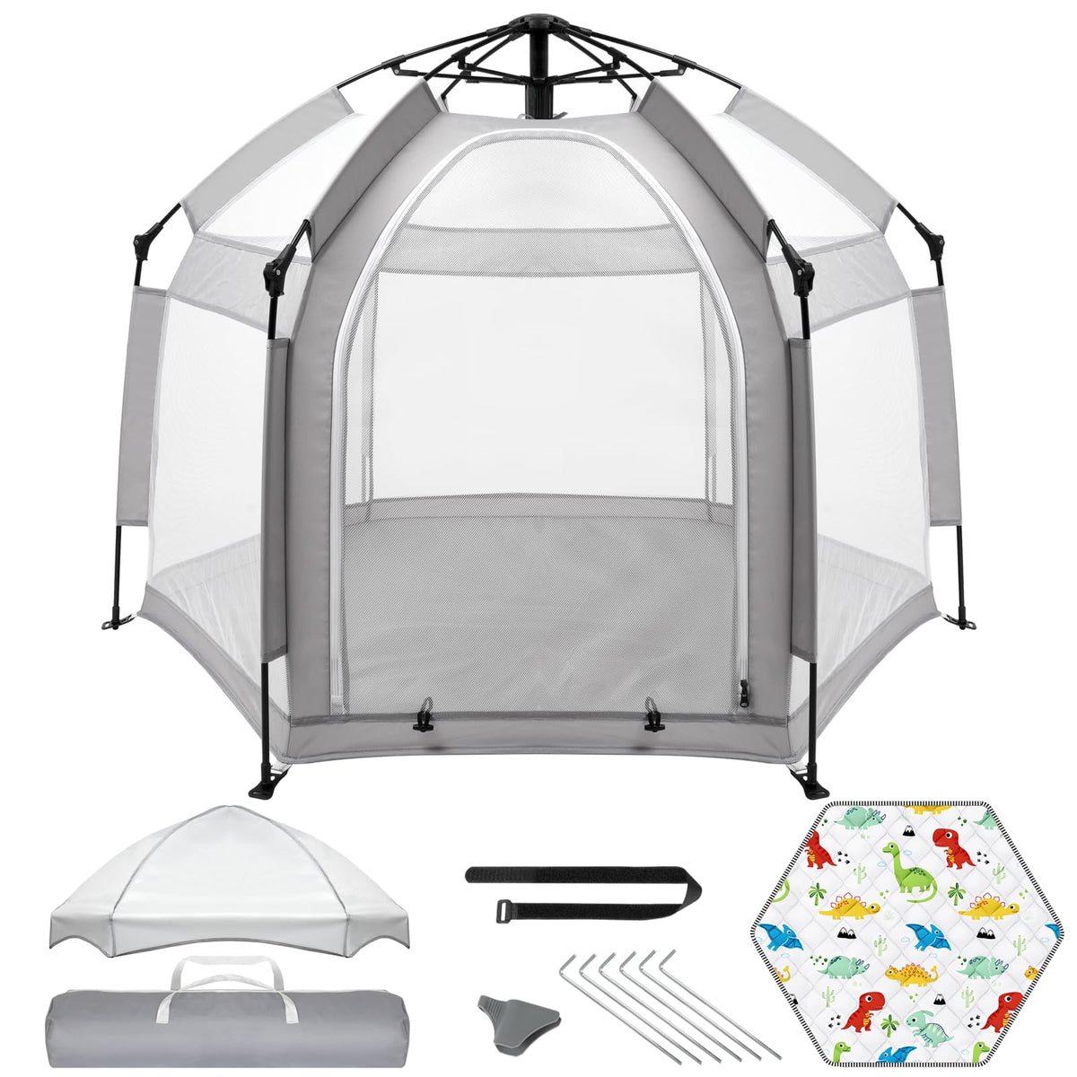 Palopalo Pop Up Playpen with UPF50+ canopy offers sun protection for outdoor play.