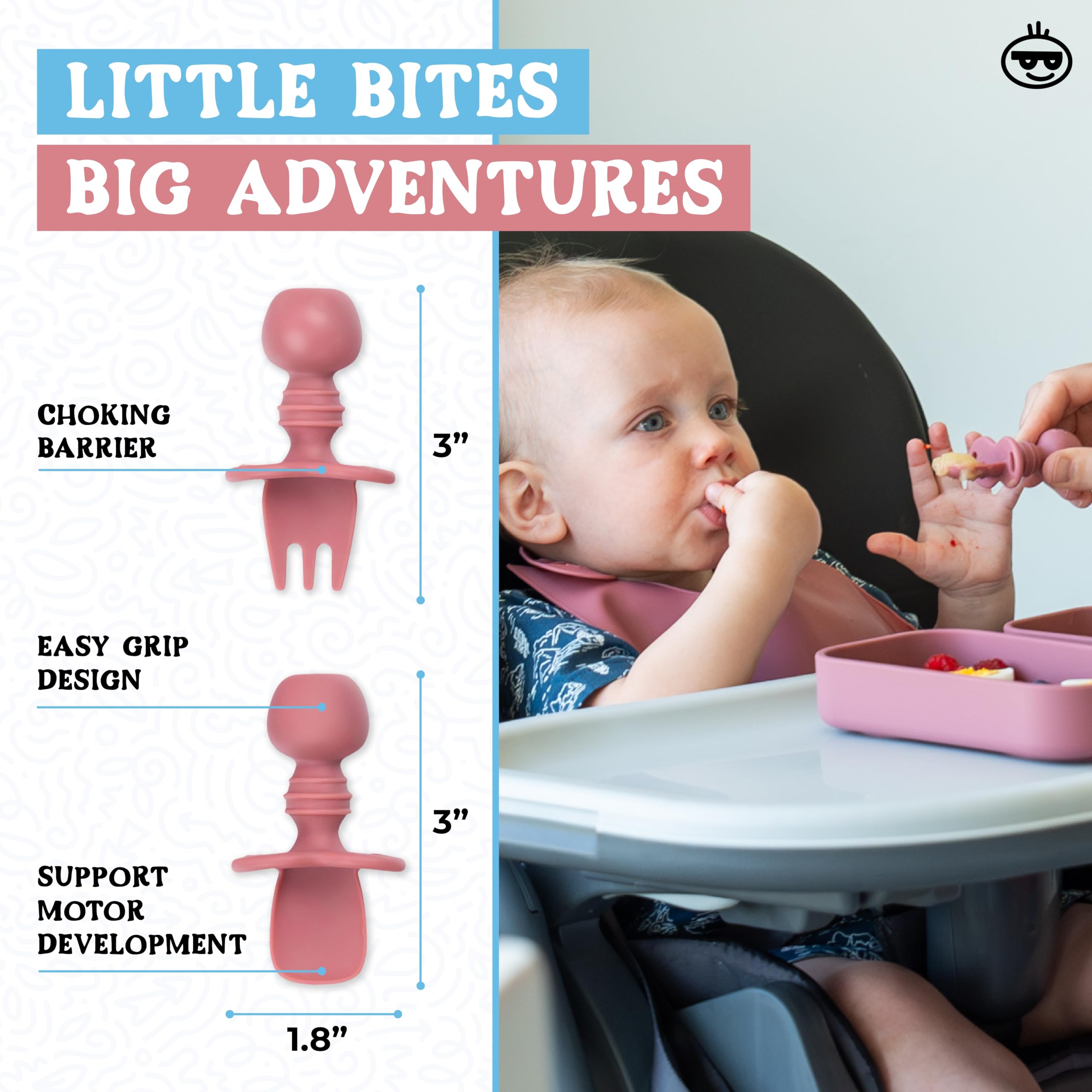 Palz and Pandy silicone baby spoon for gentle feeding on outings.