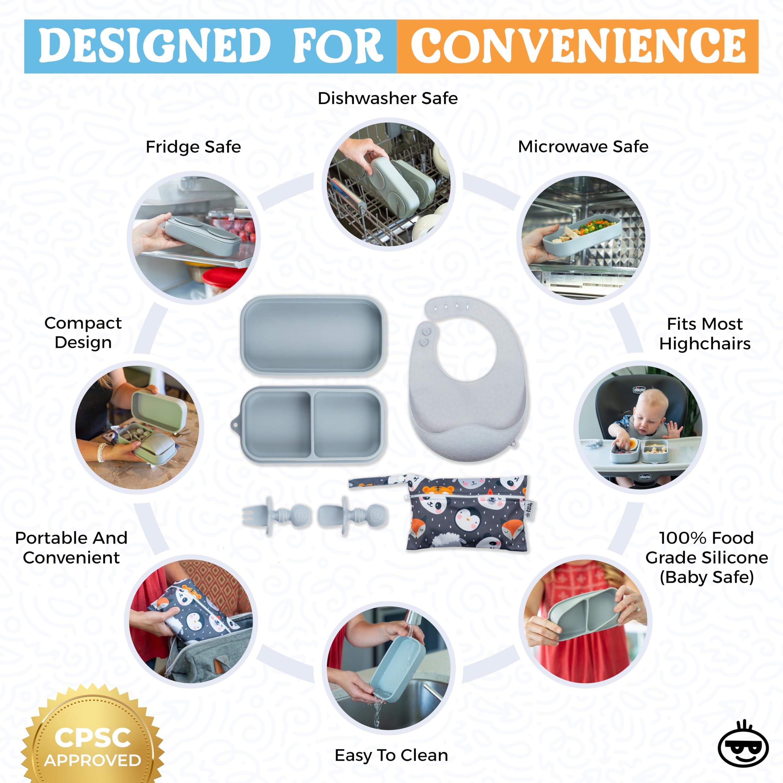 Palz & Pandy divided travel plate keeps portions organized