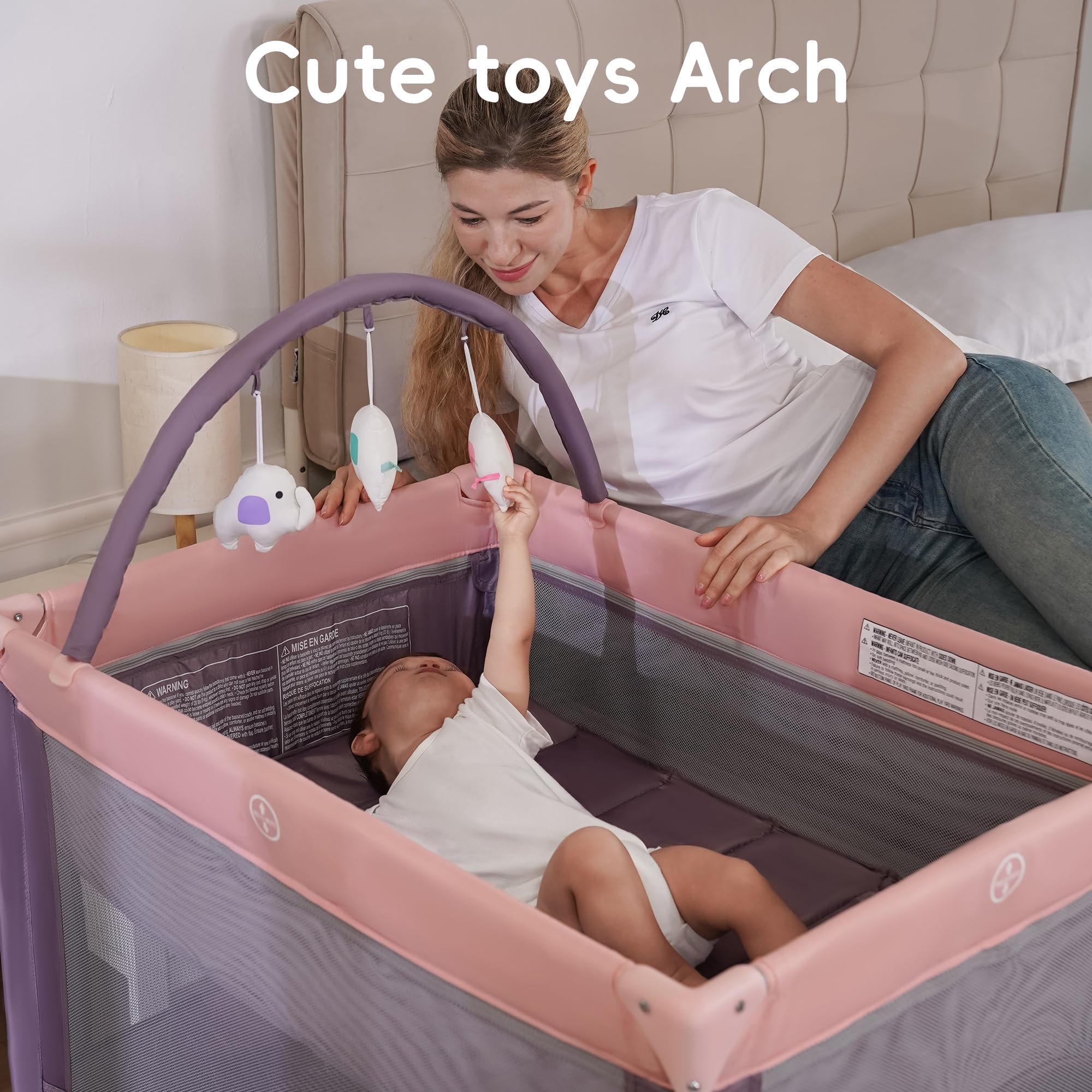 Pamo Babe breathable mesh for visibility and airflow during nap time.