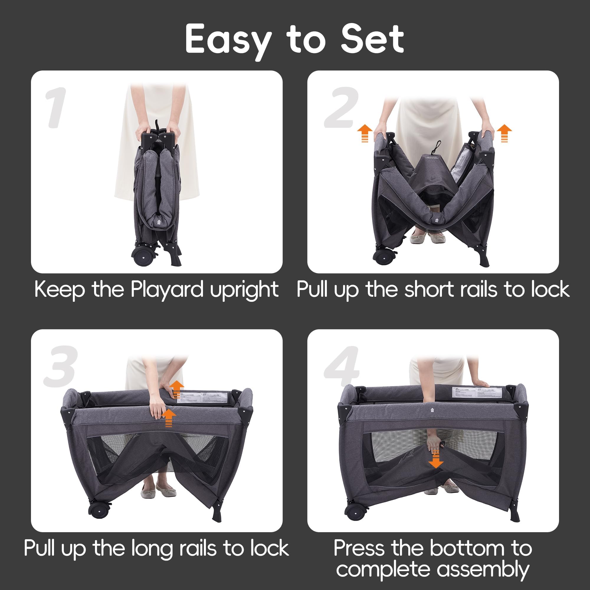 Pamo Babe detachable bassinet offers newborn lounging within the playpen.