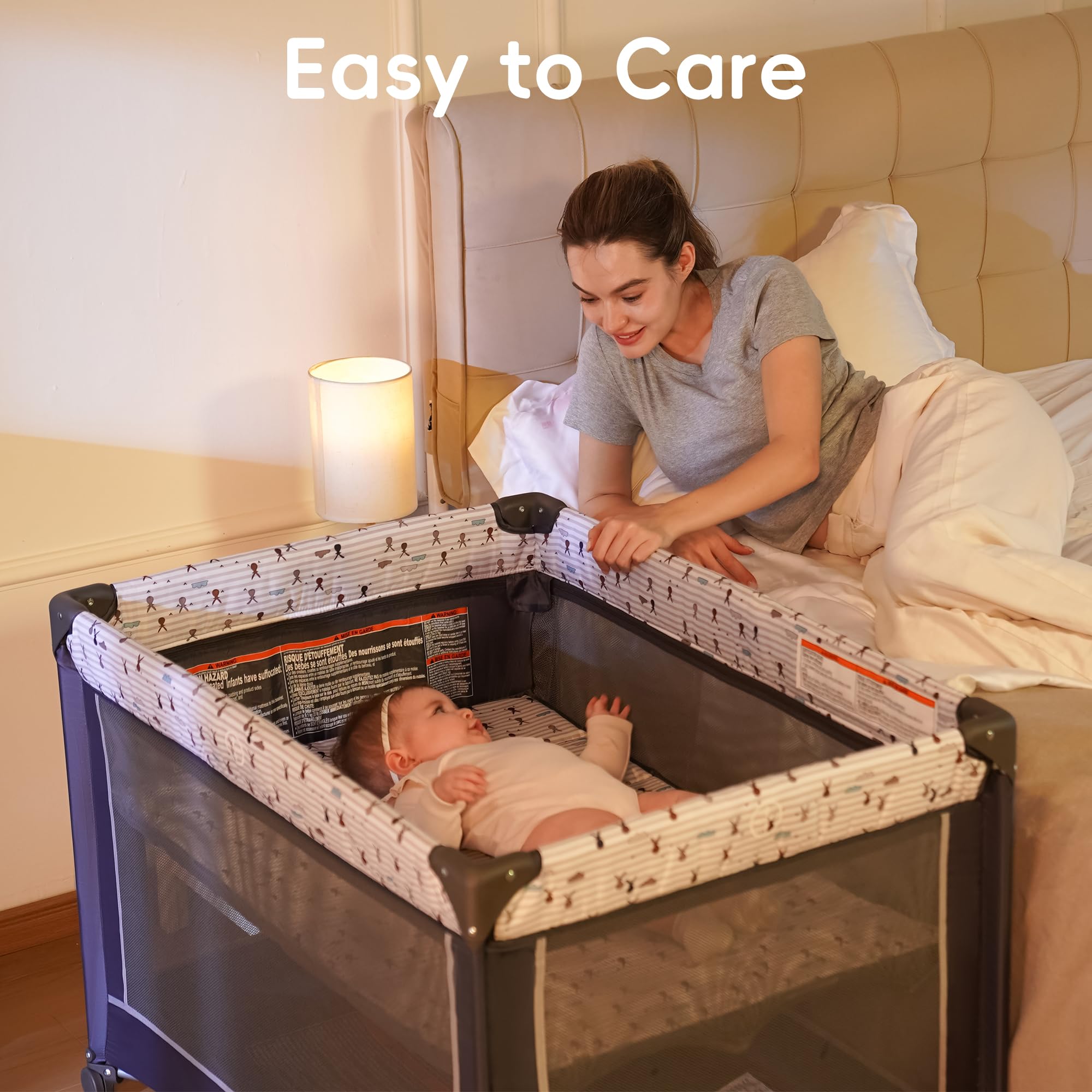 Pamo Babe Pack and Play breathable-mesh promoting air flow and visibility