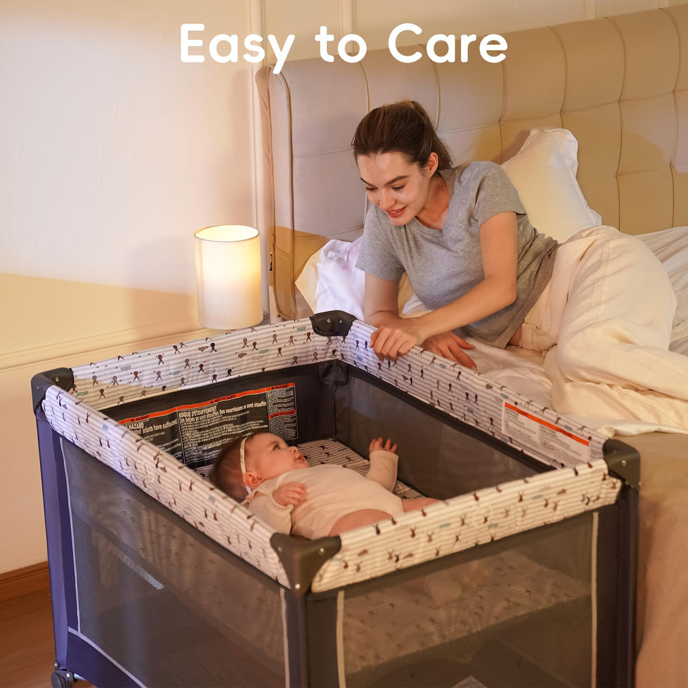 Pamo Babe Pack and Play breathable-mesh promoting air flow and visibility