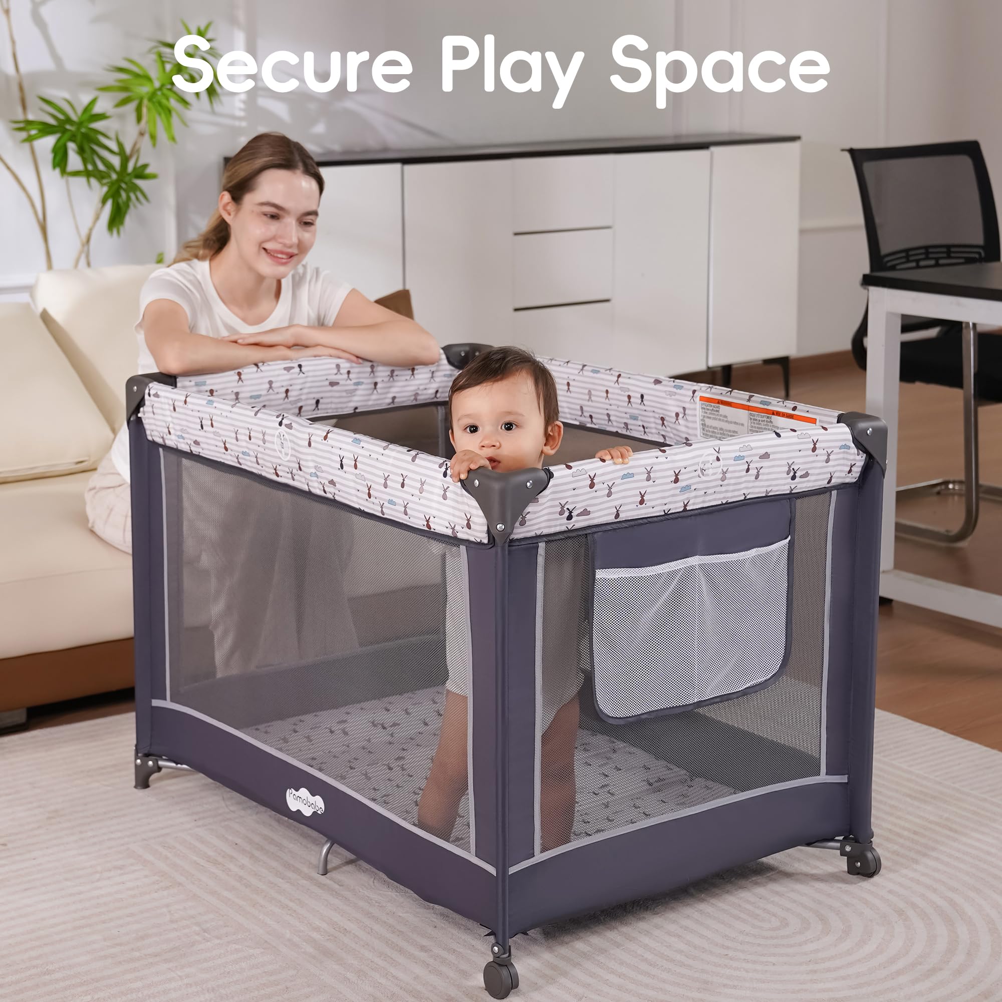 Pamo Babe Pack and Play compact-fold for portable setup in small spaces