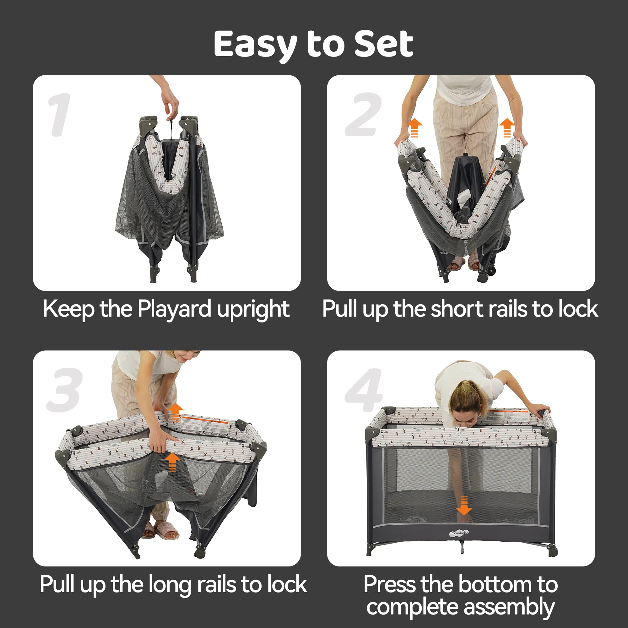 Pamo Babe Pack and Play seven-point-base enhances stability during use