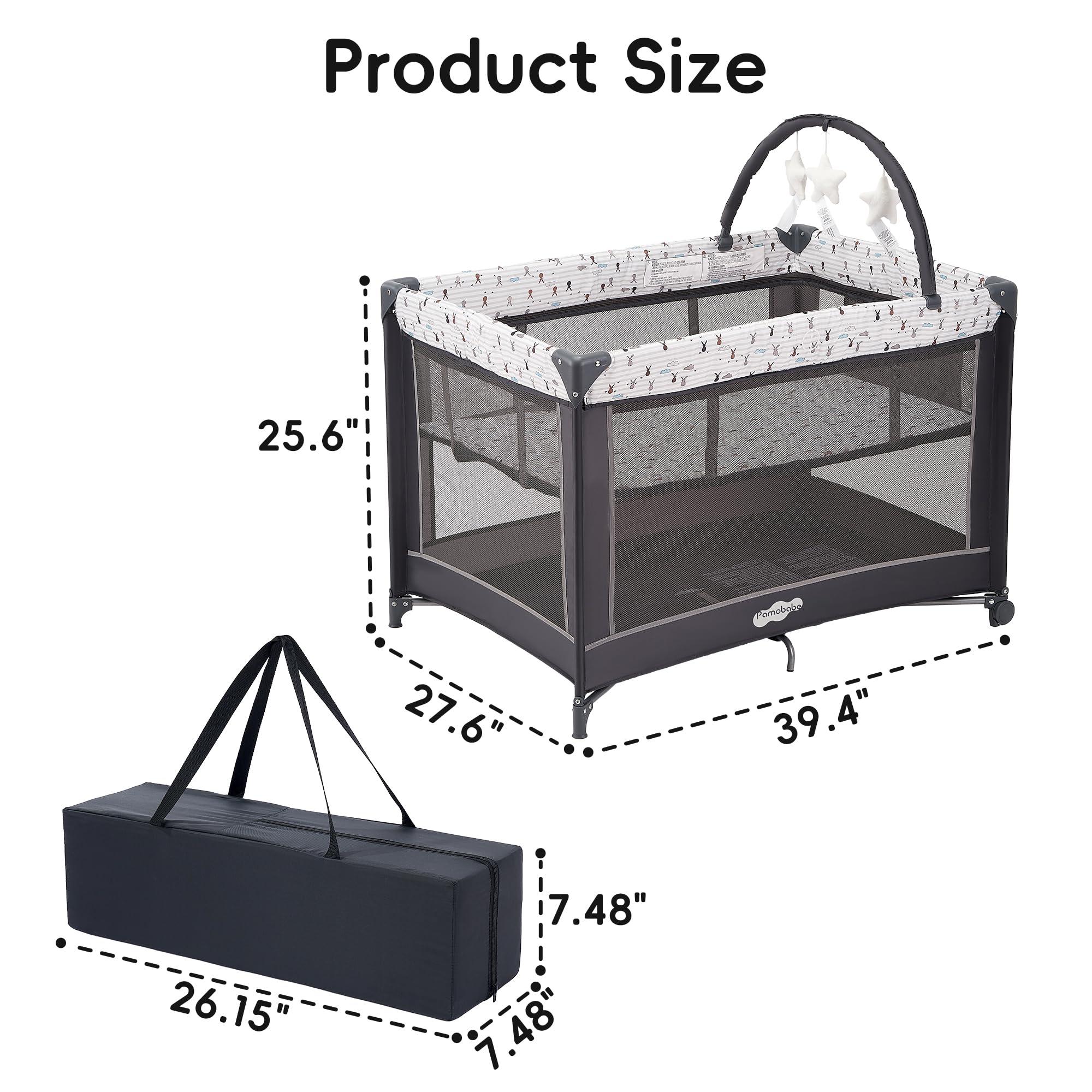 Pamo Babe Pack and Play built-in wheels for smooth room-to-room movement