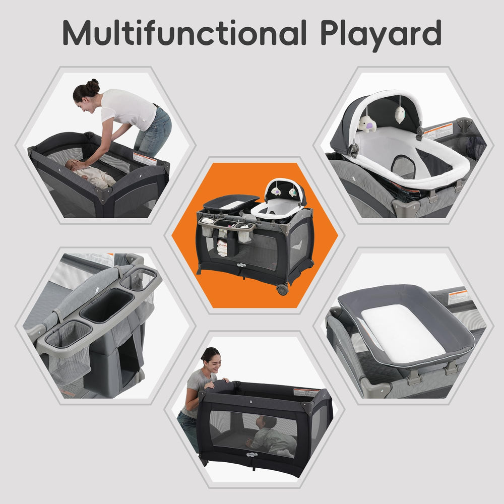 Pamo Babe Playard travel-friendly layout for on-the-go families
