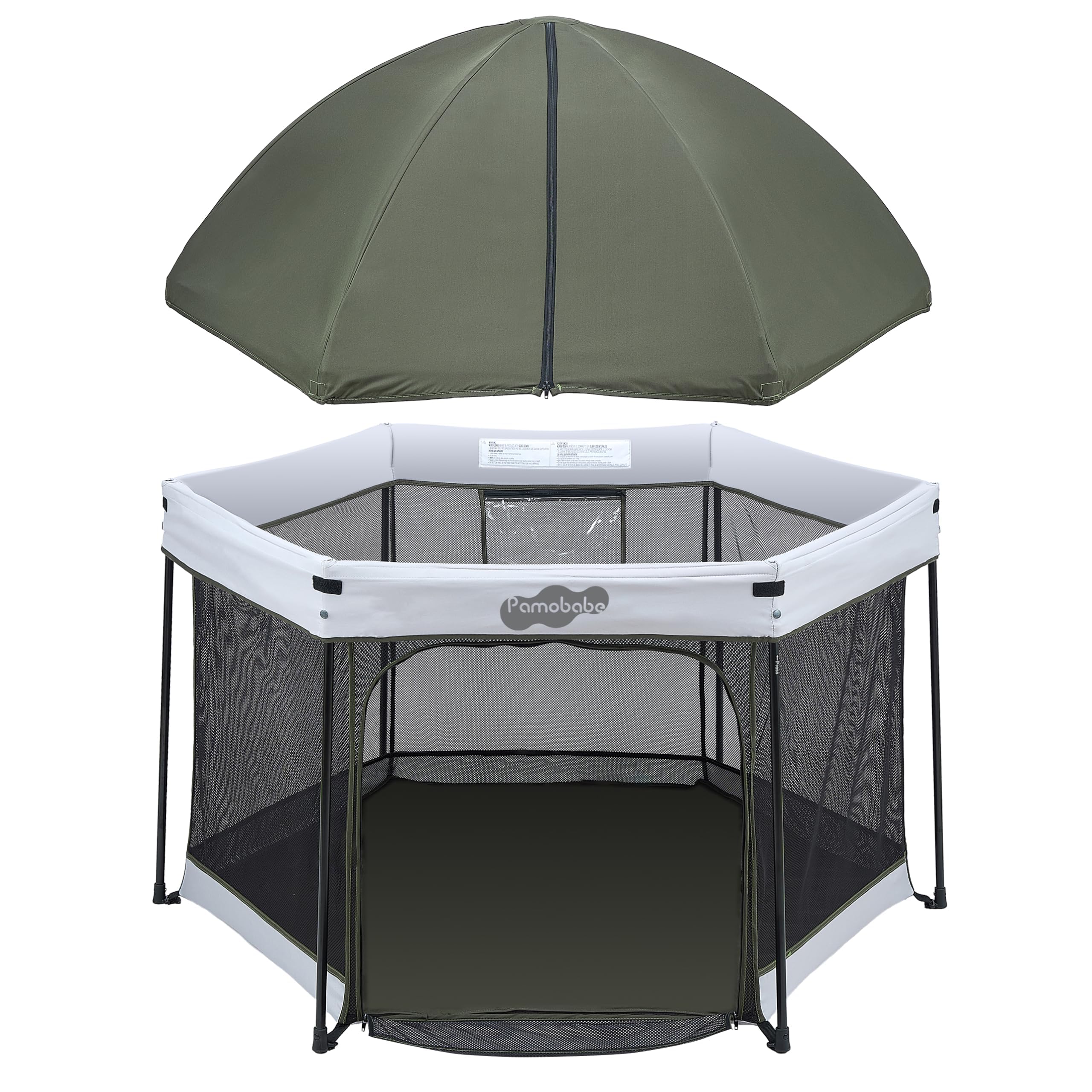Pamo Babe playpen canopy UV protection shields baby during outdoor play