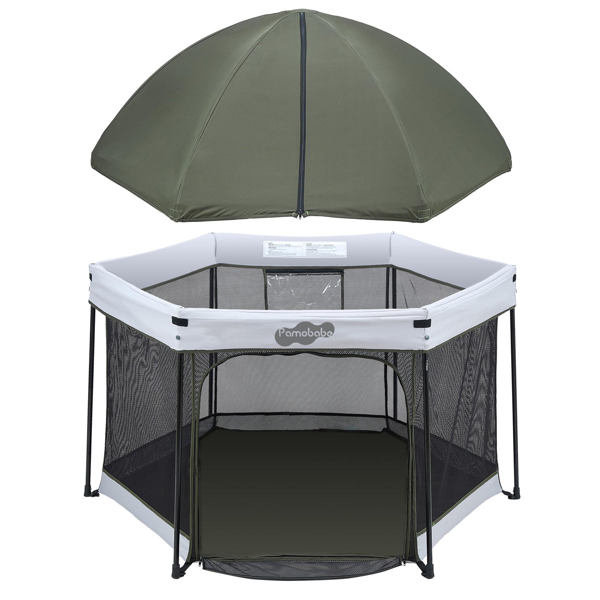 Pamo Babe playpen canopy UV protection shields baby during outdoor play