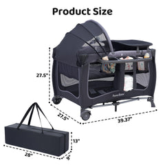 Pamo Babe portable crib folding-design enables quick setup for travel.