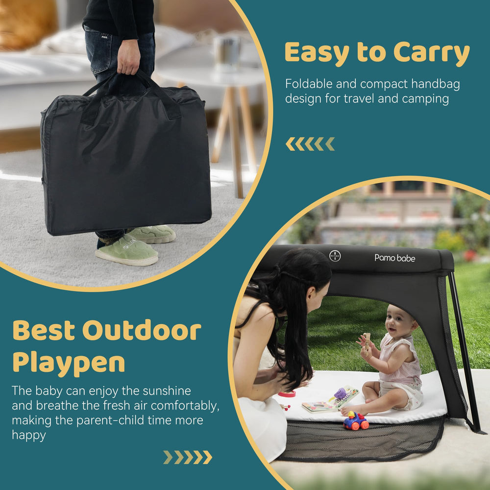 Pamo Babe Travel Crib removable mattress pad for easy cleaning