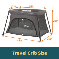 Pamo Babe Travel Crib side zipper door enables easy access to baby