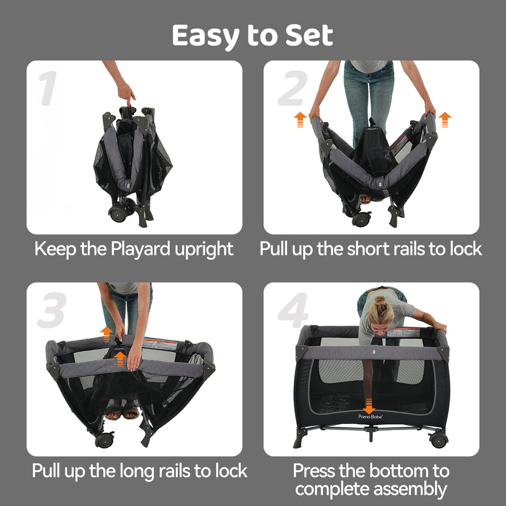 Pamo Babe travel bag keeps folded crib organized during trips.