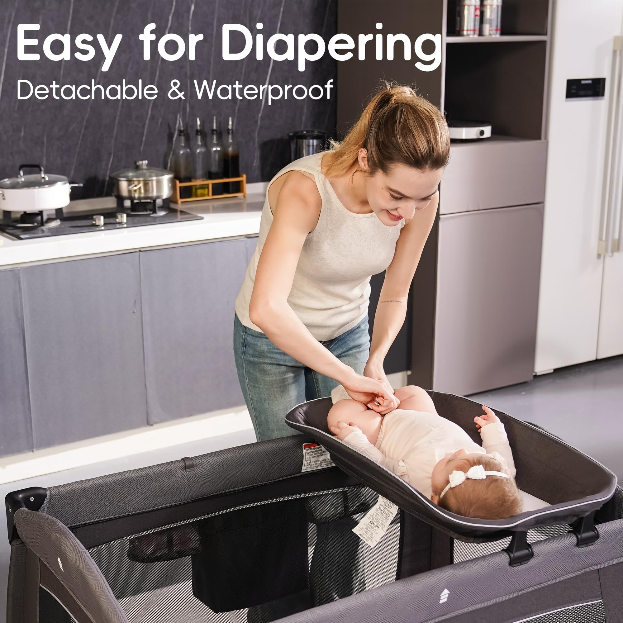 Pamo Babe wheeled base allows easy movement between rooms.