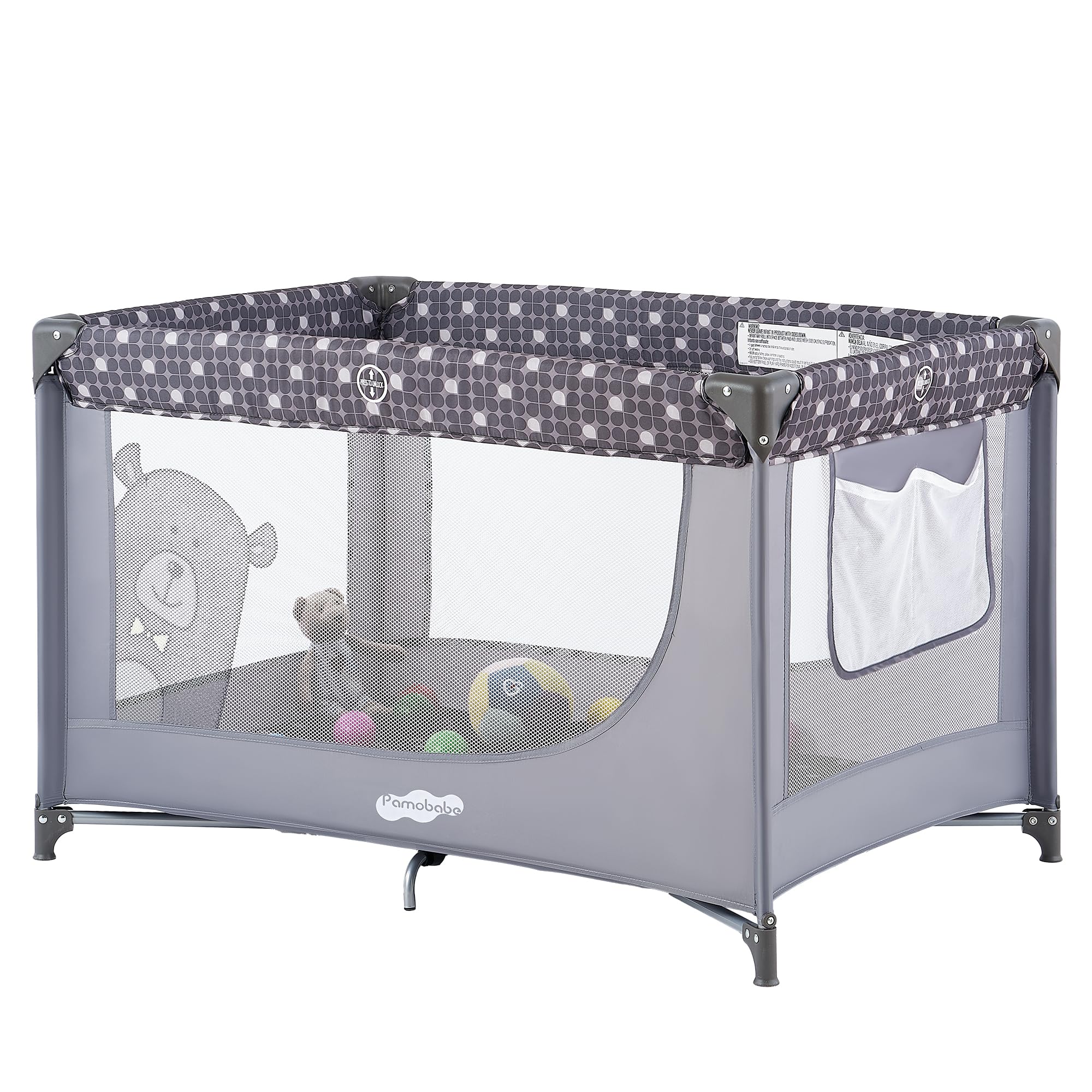 Pamo Babe portable crib playpen: easy assembly for quick setup and travel readiness.