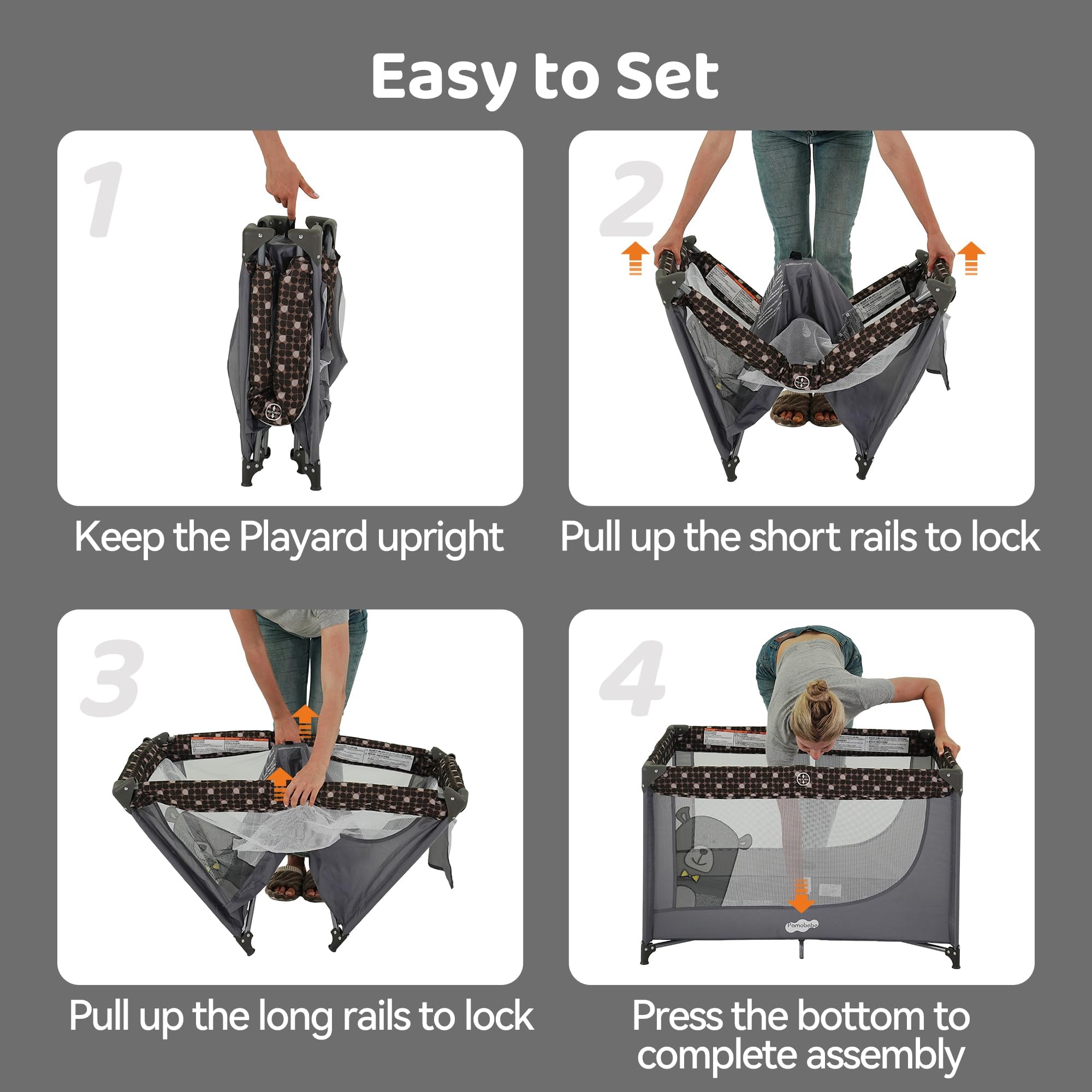 Pamo Babe portable crib playpen: supports up to 33 lbs for safe play.