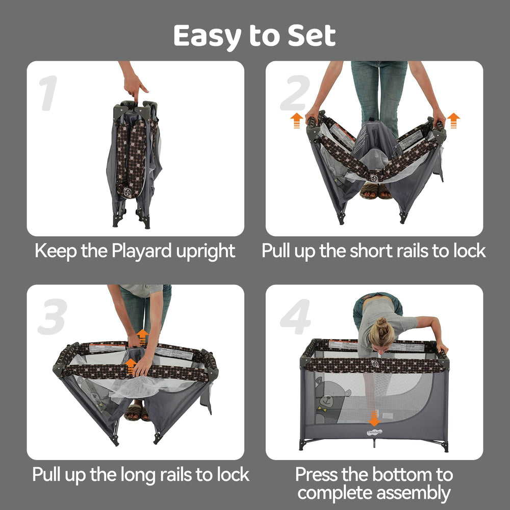 Pamo Babe portable crib playpen: supports up to 33 lbs for safe play.
