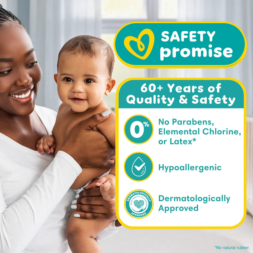Pampers Baby-Dry elemental-chlorine-free material for sensitive skin.