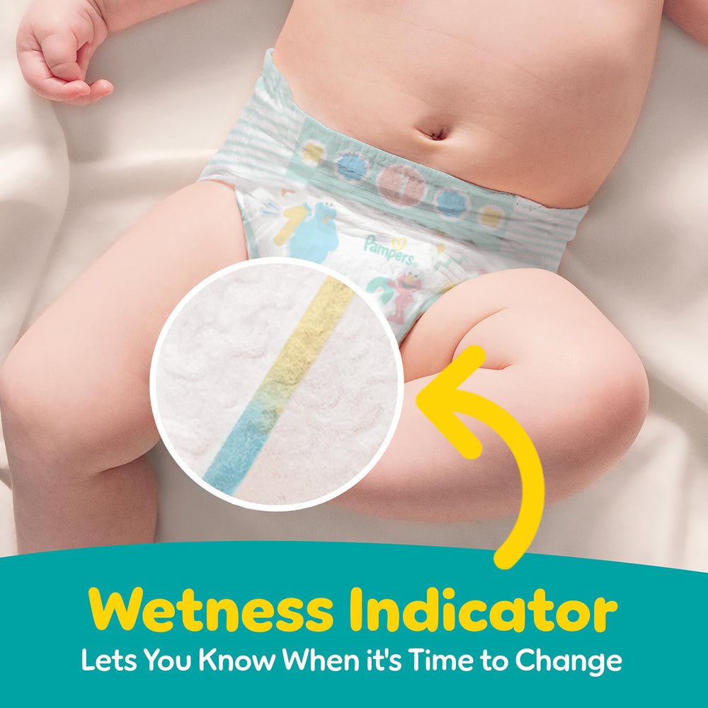 Pampers Baby-Dry Sesame Street exclusive designs add fun.