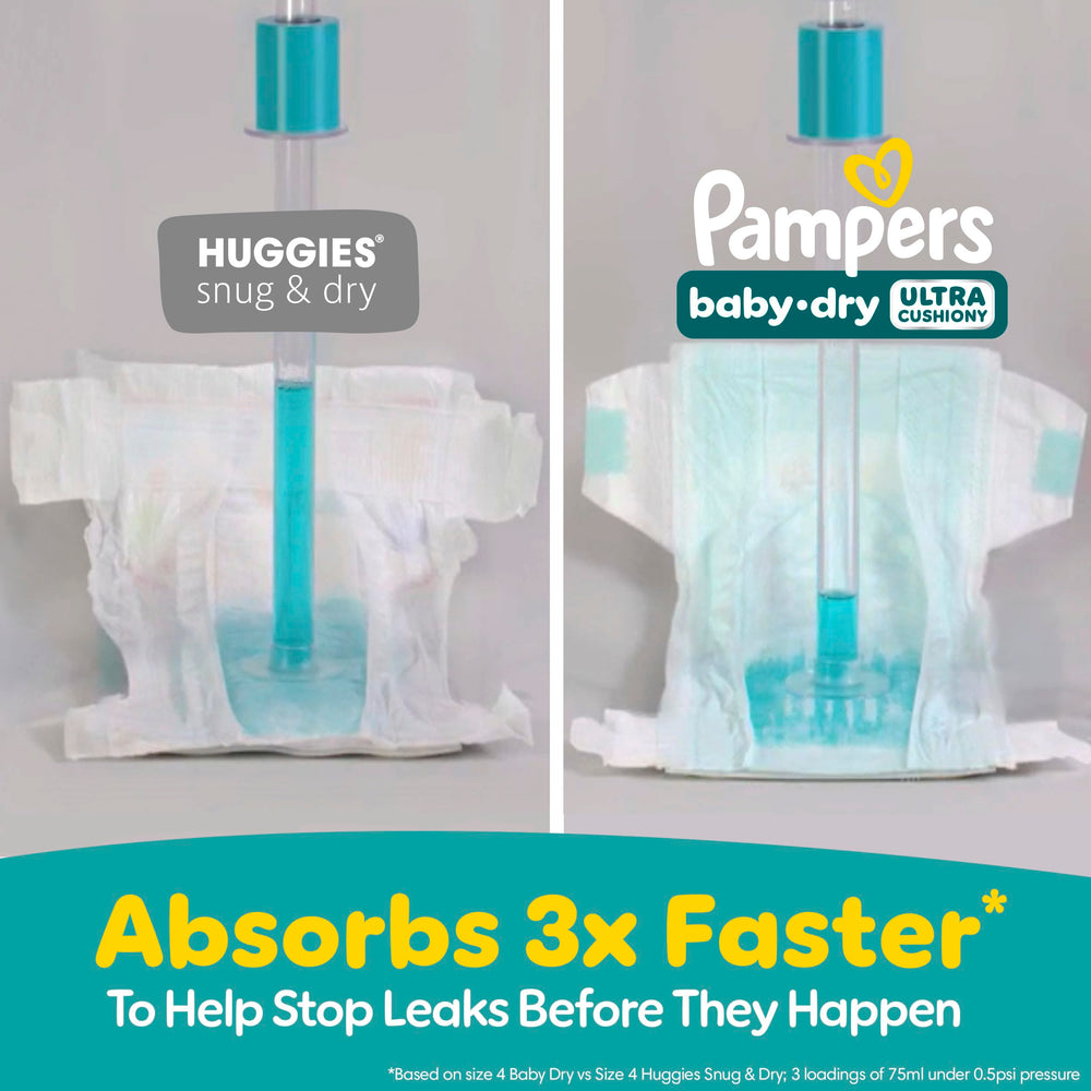 Pampers Baby-Dry Overnight protection supports restful nights.