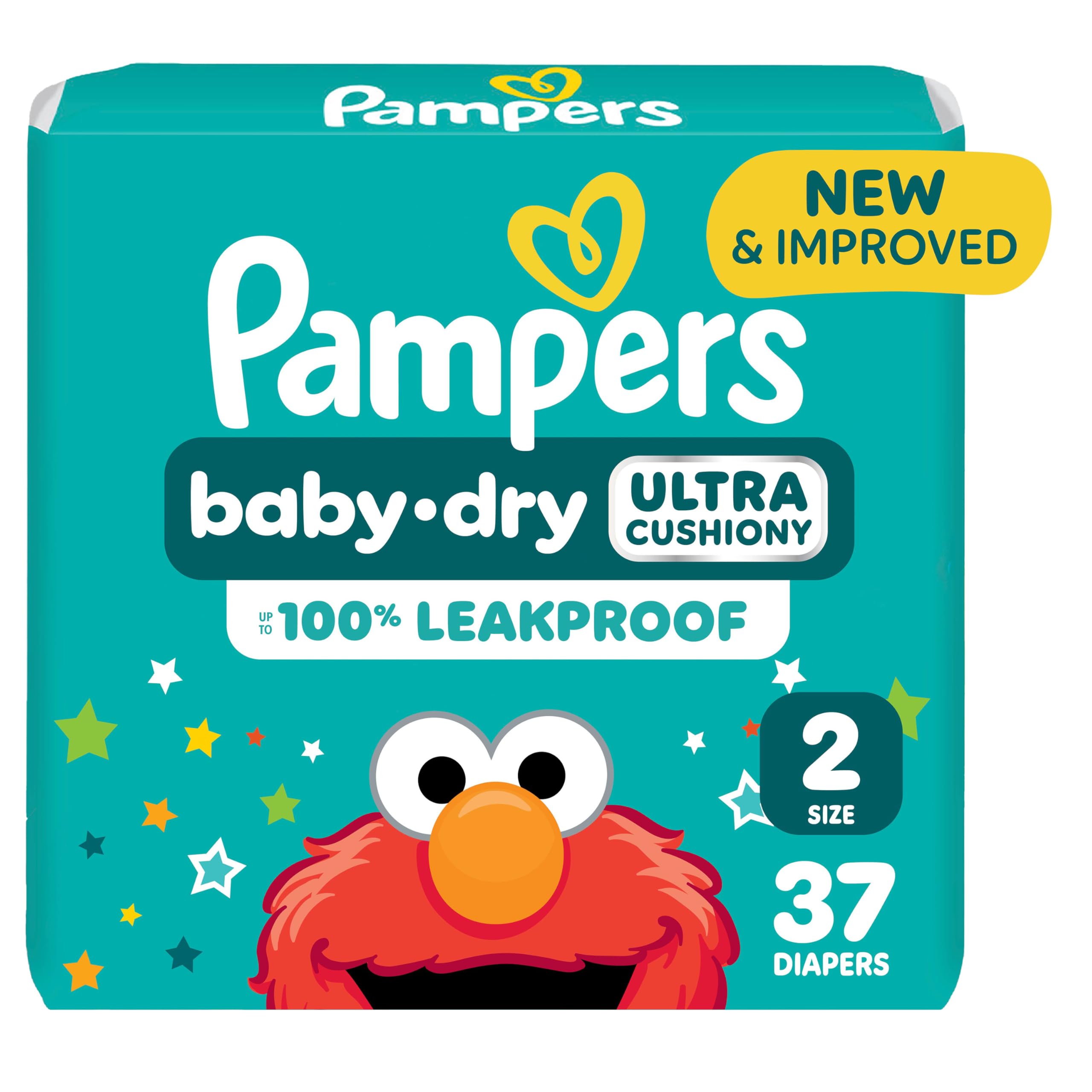 Pampers Baby-Dry Size 2 with leak-guard for overnight protection.