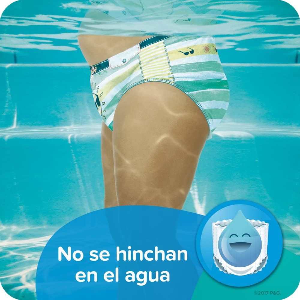 Pampers Splashers Swim Diaper Small icon graphic highlights kid-friendly features.