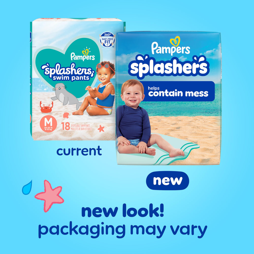 Pampers Splashers Easy-Tear Sides enable quick diaper changes at the pool.