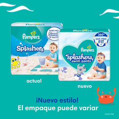 Pampers Splashers Large pack back view with product details for reference.