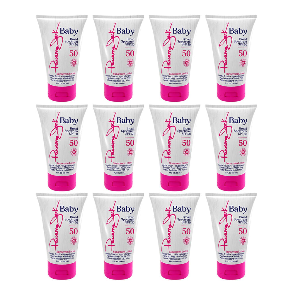 Panama Jack Baby Sunscreen compact 3-oz bottle fits in bags for travel.