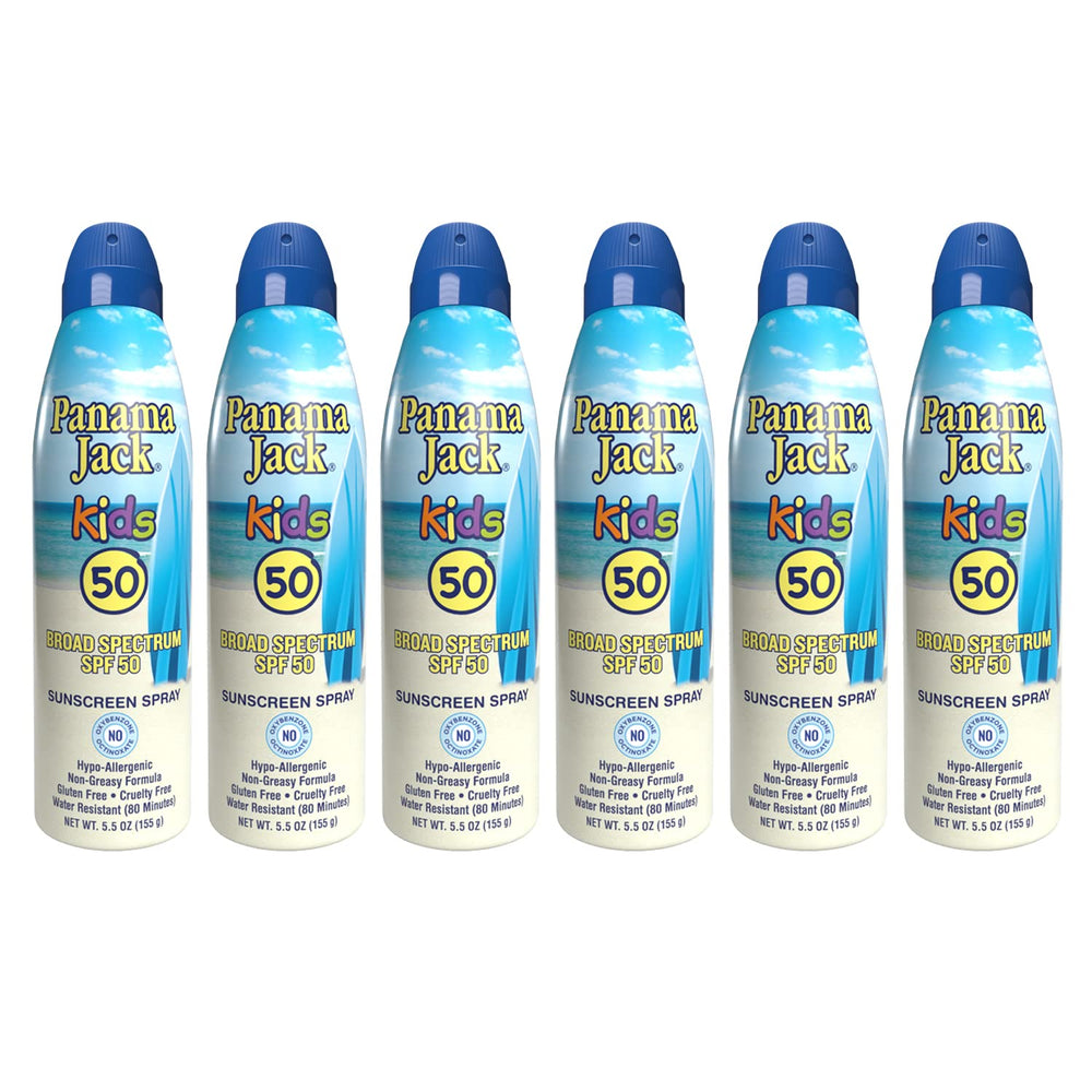 Panama Jack sunscreen bottle offers quick, even coverage on arms, legs, and faces.