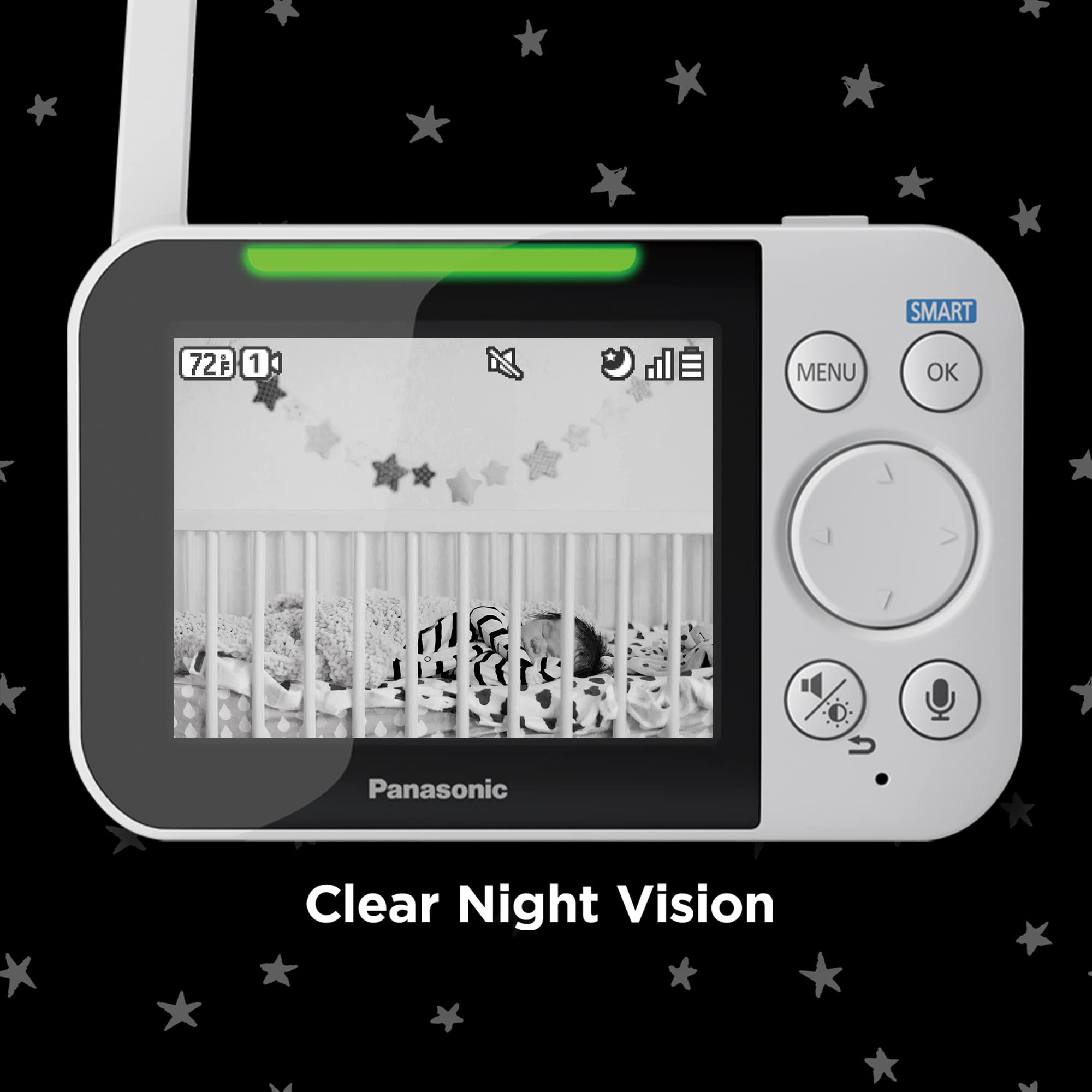 Panasonic KX-HN4001W motion sensor alerts for wake or cry.