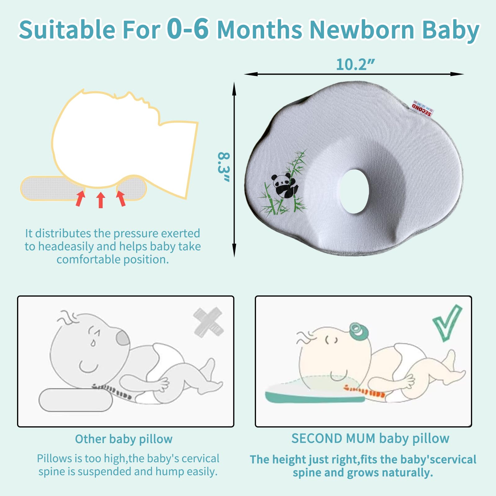 Panda Baby Pillow high-quality safety tested in labs
