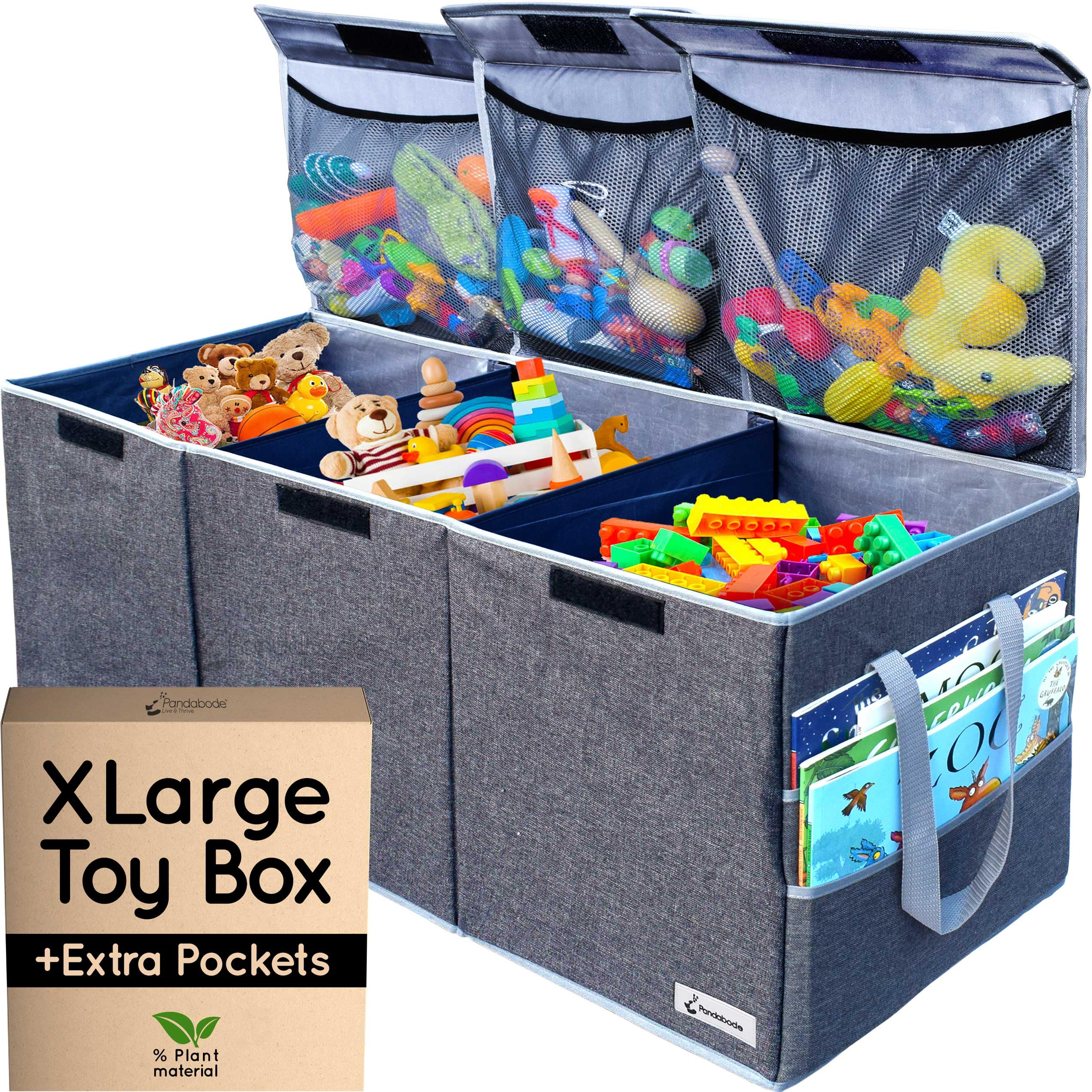 Pandabode extra large toy box front view shows roomy storage for tidy playrooms.