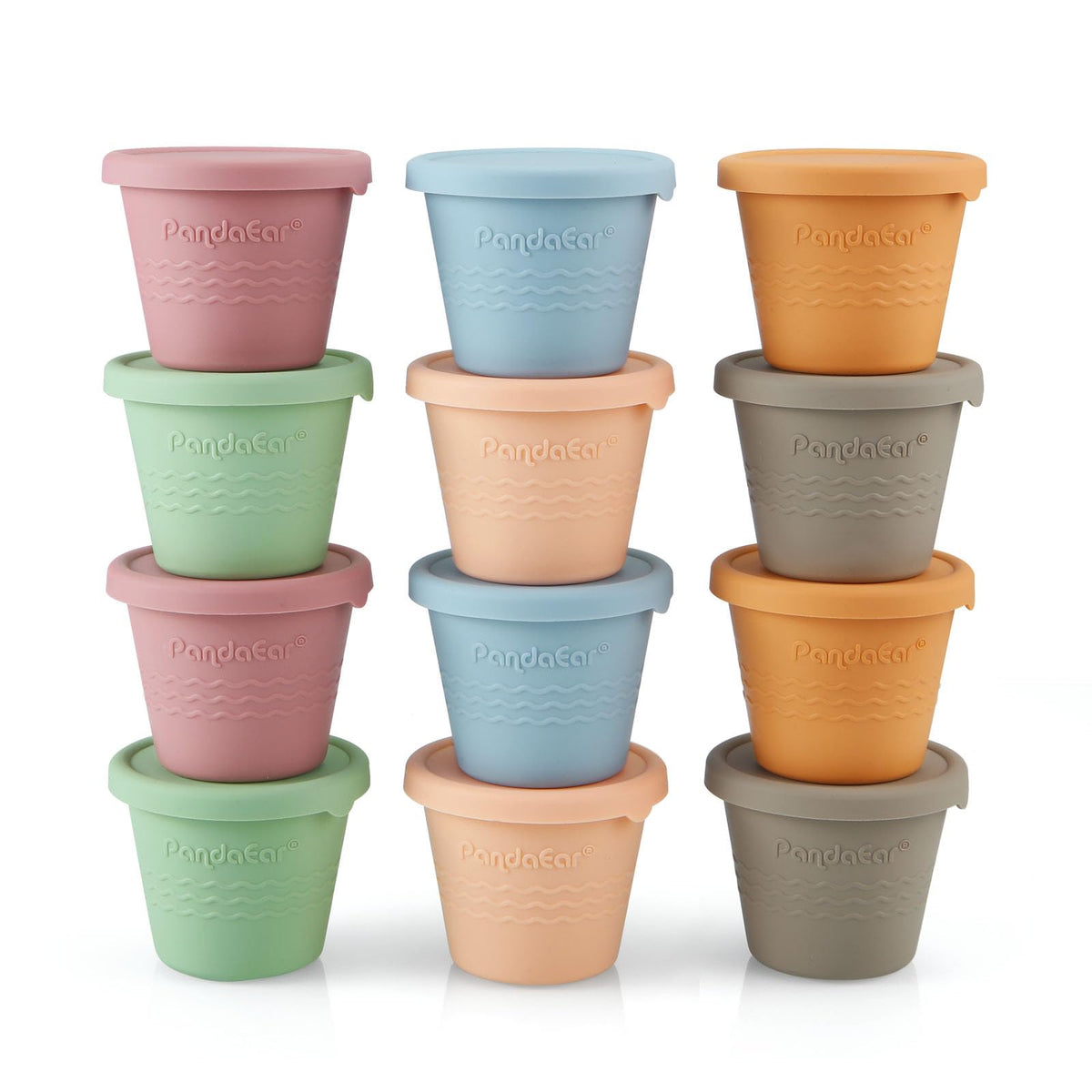 PandaEar 12-pack silicone containers for convenient baby food portions.
