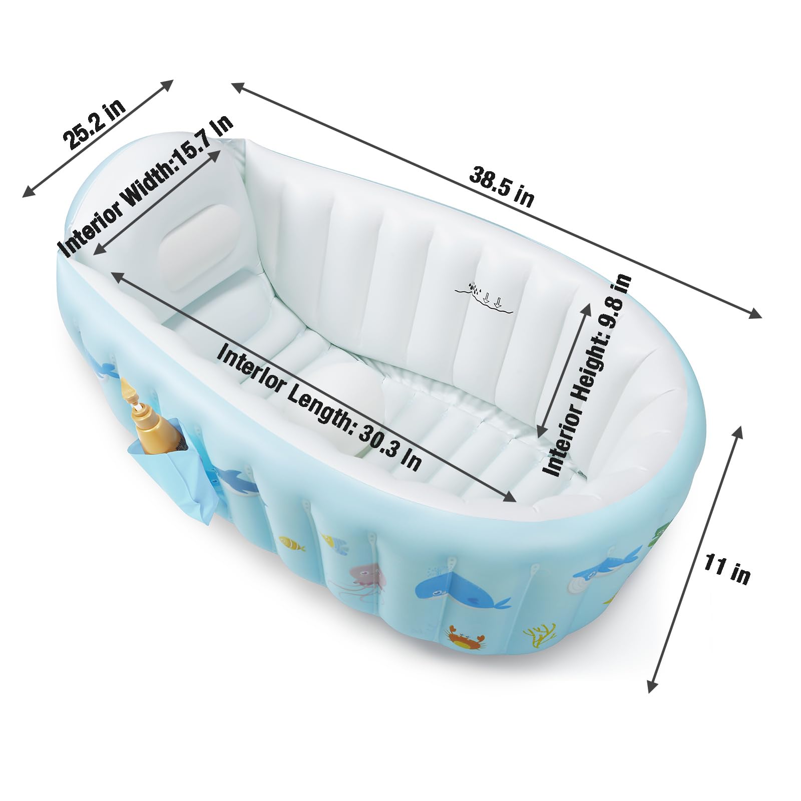 PandaEar baby bath time setup showing quick inflation and accessible design for busy parents.