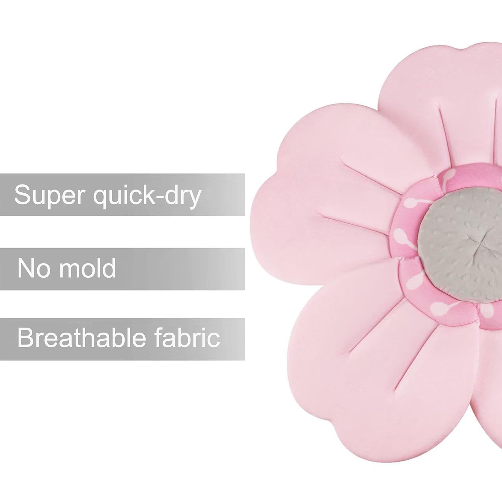 PandaEar bath pad features non slip bottom for steady bath time