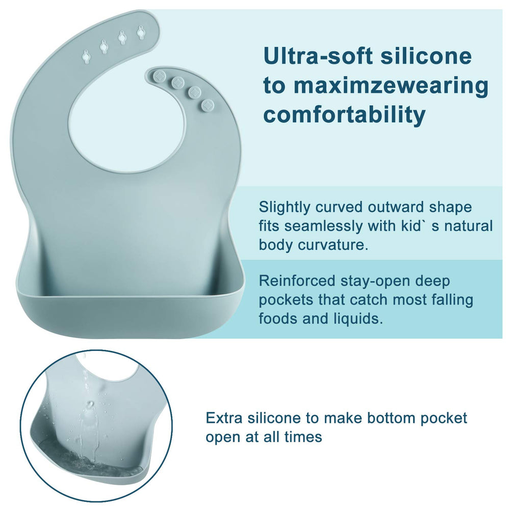 PandaEar soft silicone bib offers gentle, comfortable wear.