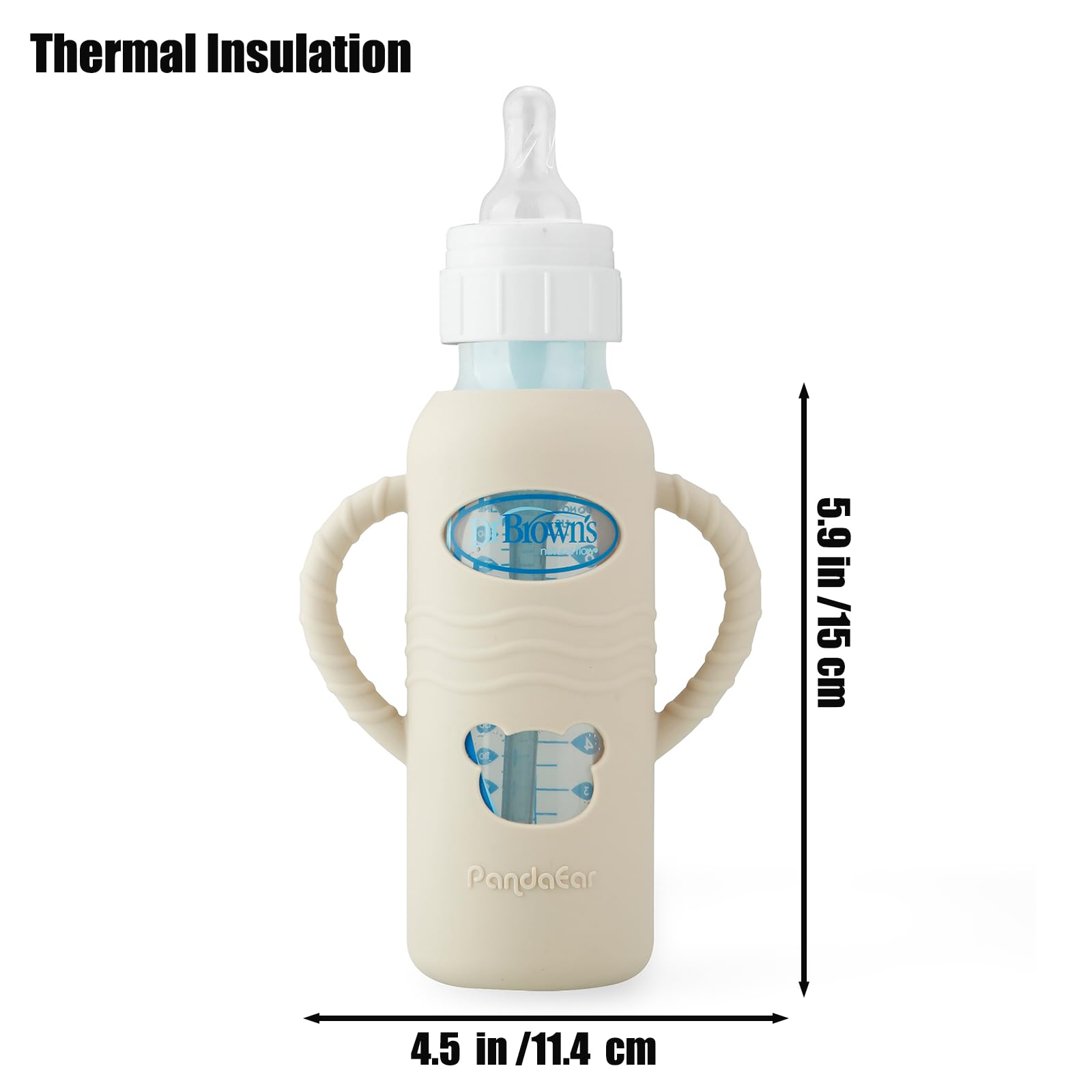 PandaEar sleeve features cutouts to view milk level.