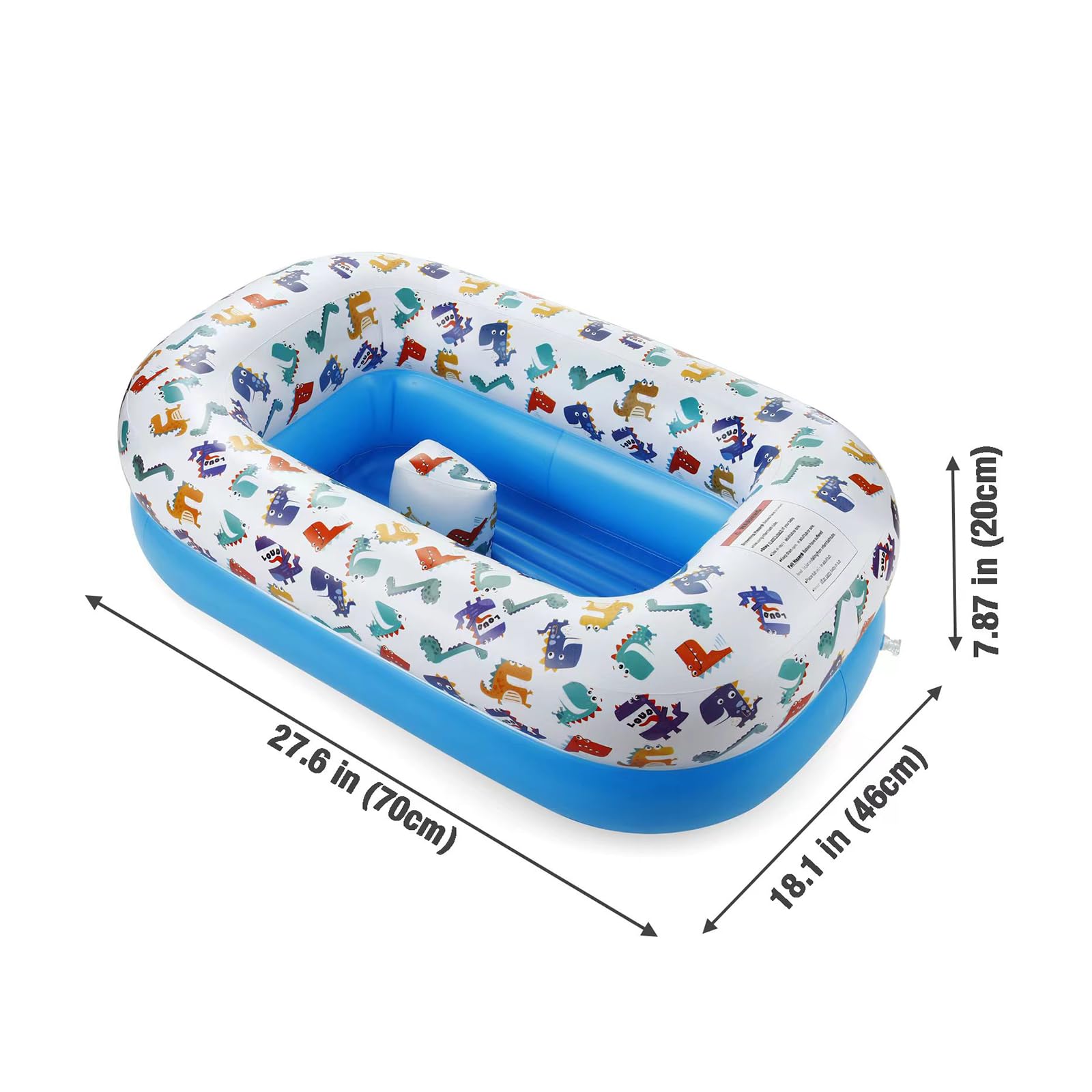 PandaEar dinosaur bathtub folded compact for travel and storage.