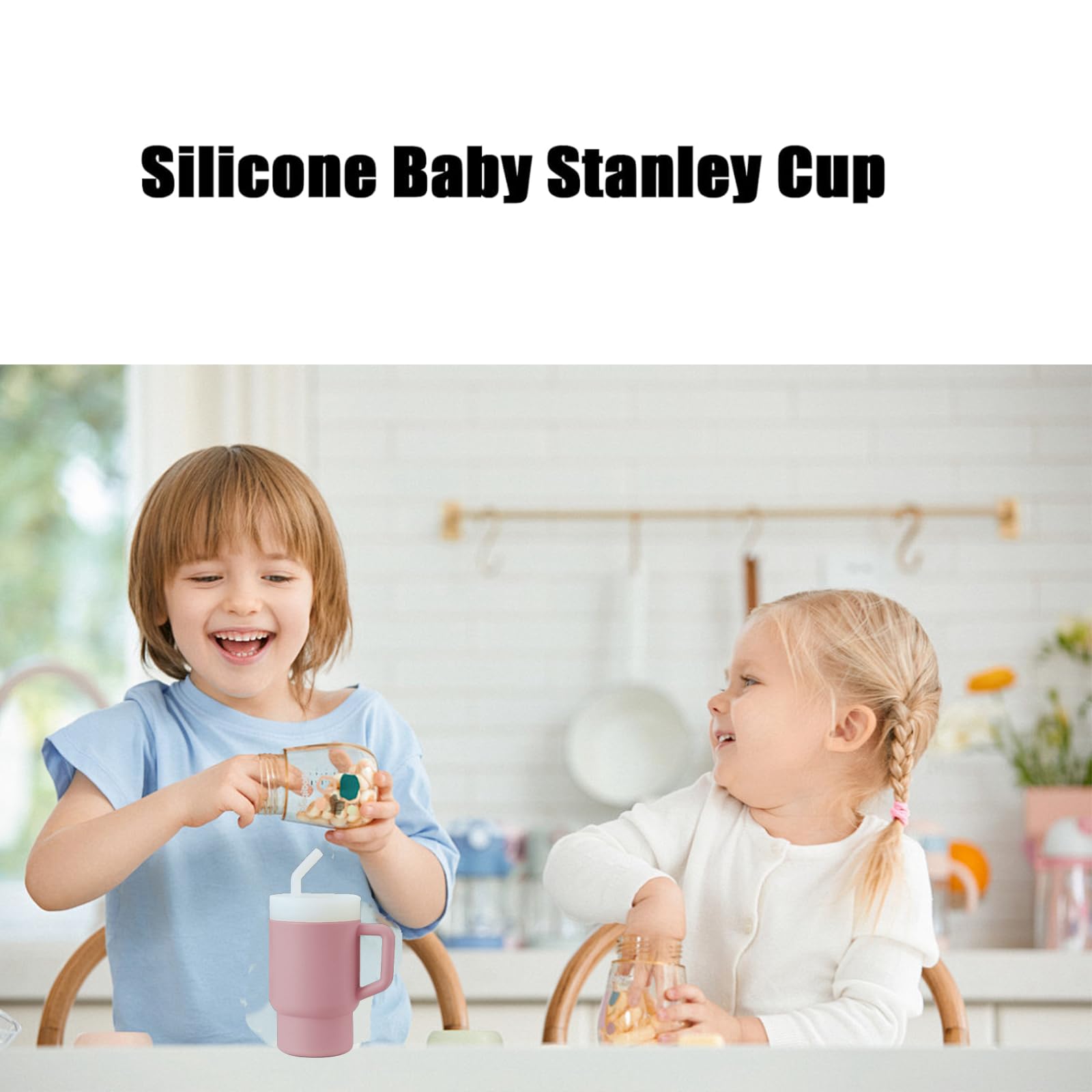 PandaEar tumbler shows straight and bent straw options for toddler sipping.