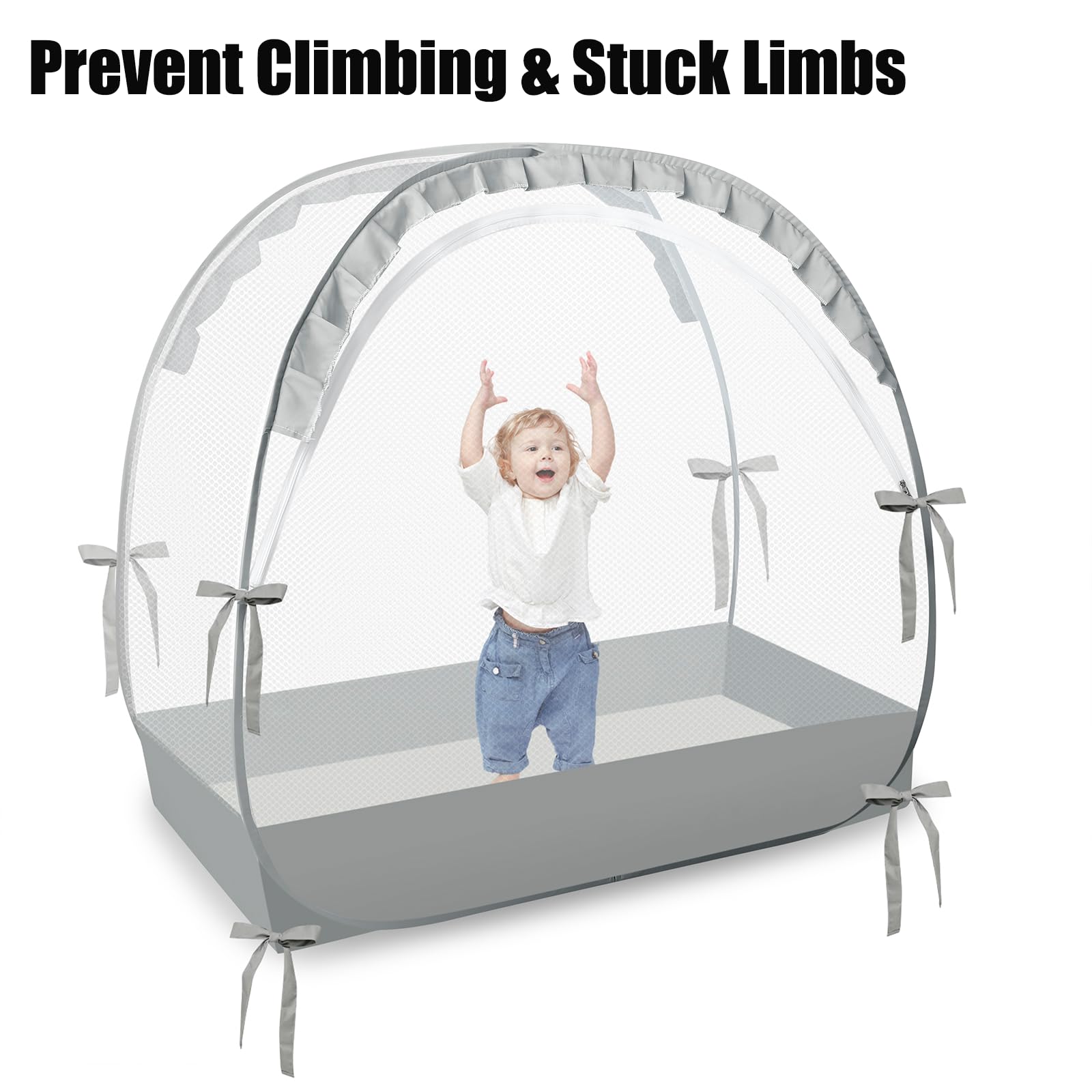 PandaEar crib tent reinforced frame providing stable, durable structure.