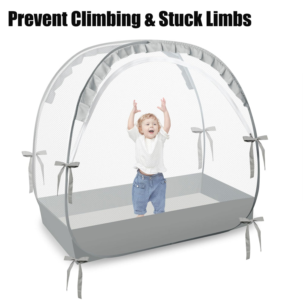 PandaEar crib tent reinforced frame providing stable, durable structure.