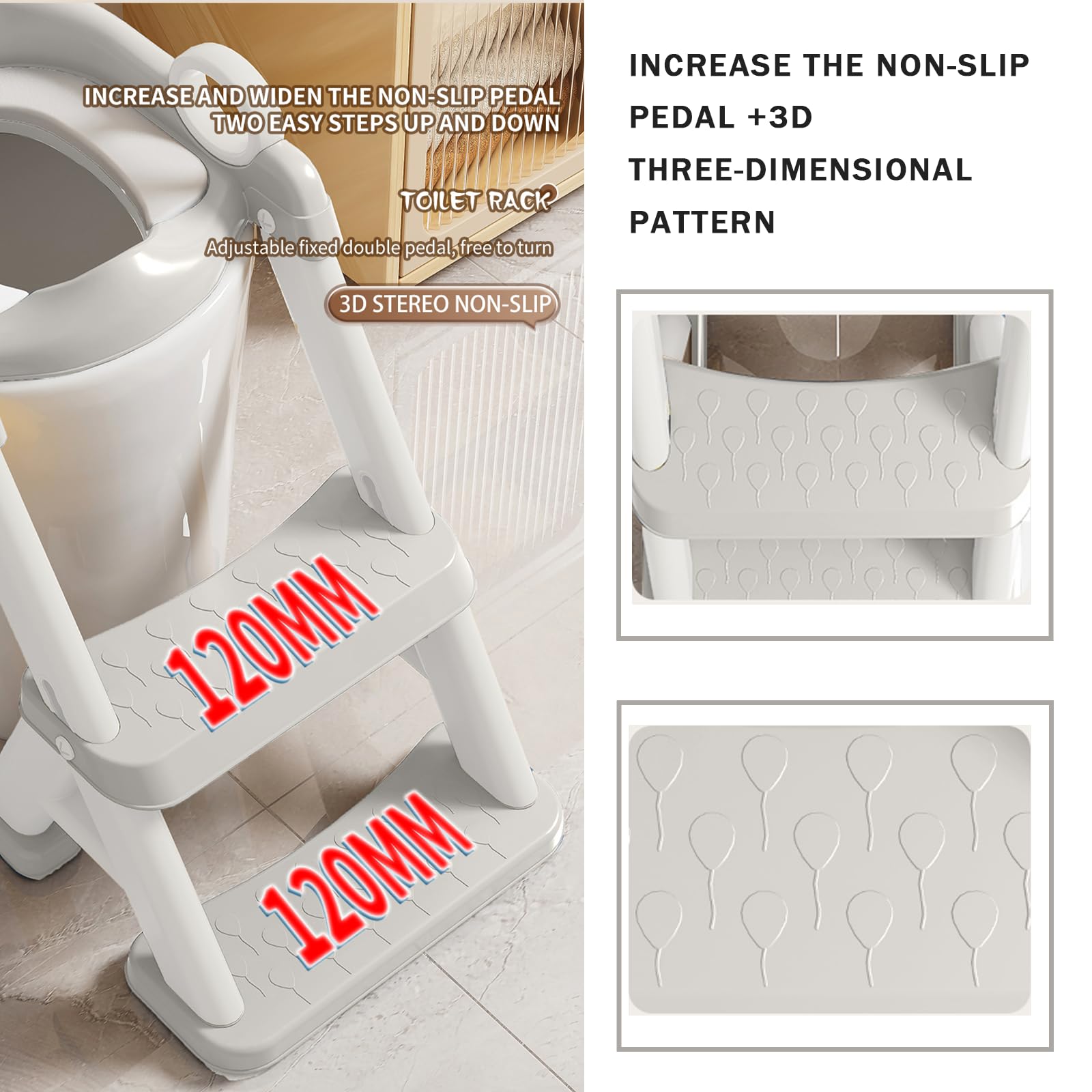 PandaEar potty seat with anti-slip pads stays stable on surfaces.