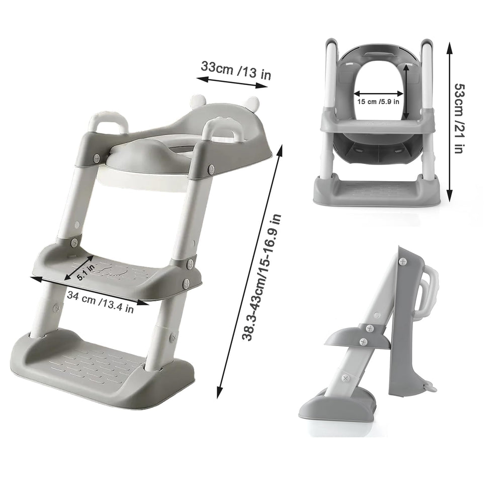 PandaEar folded-design potty seat saves space in bathroom.