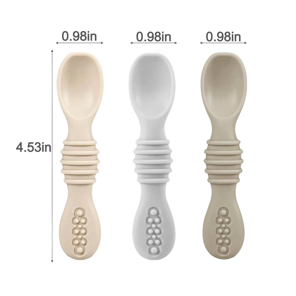 PandaEar soft-tip spoons with ergonomic grip for tiny hands.